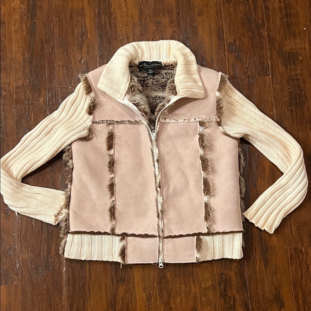 Parkhurst Outdoor Edition Faux Suede & Faux Fur Tan & Cream Jacket Size Small